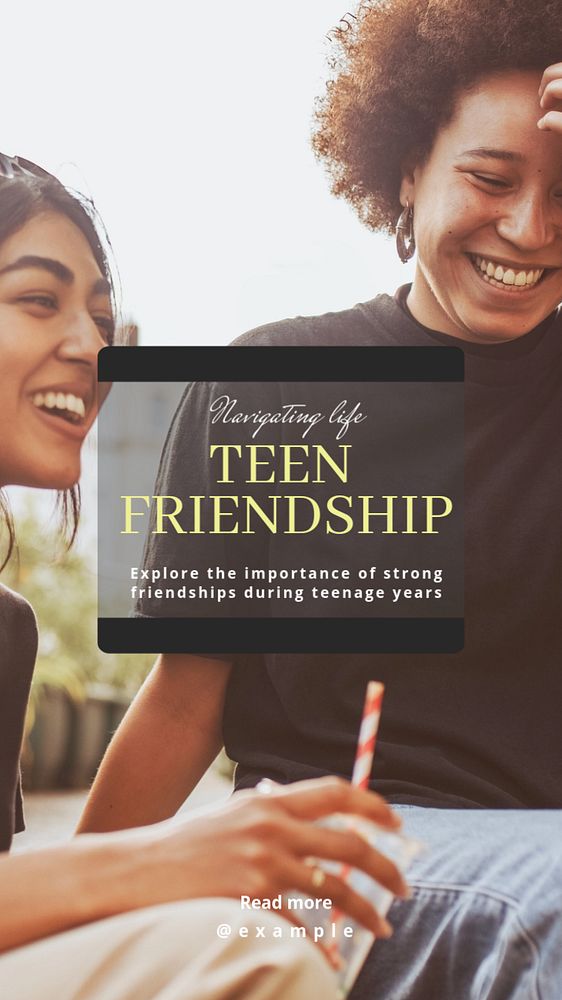 Teenager Instagram story template, editable text