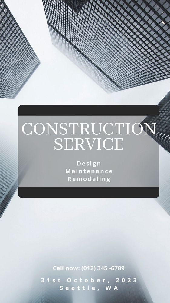 Construction service Facebook story template, editable design