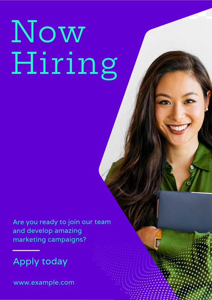 Now hiring  poster template, editable text and design