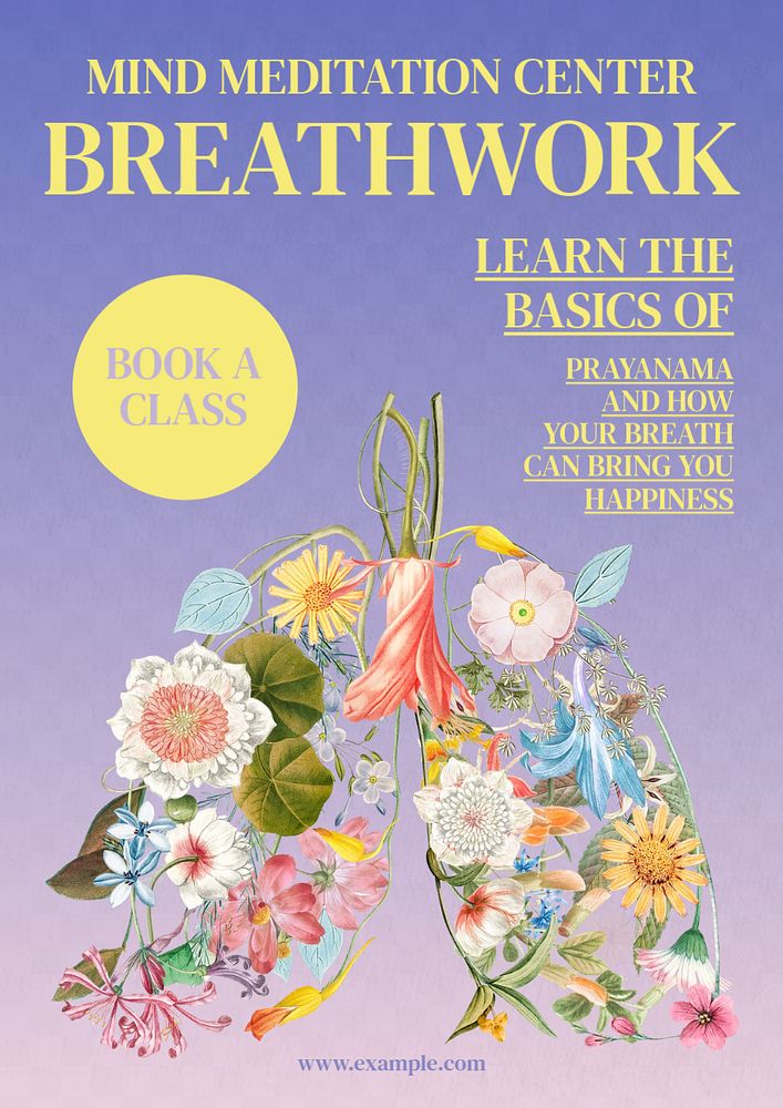 Breathwork exercise poster template, editable text & design