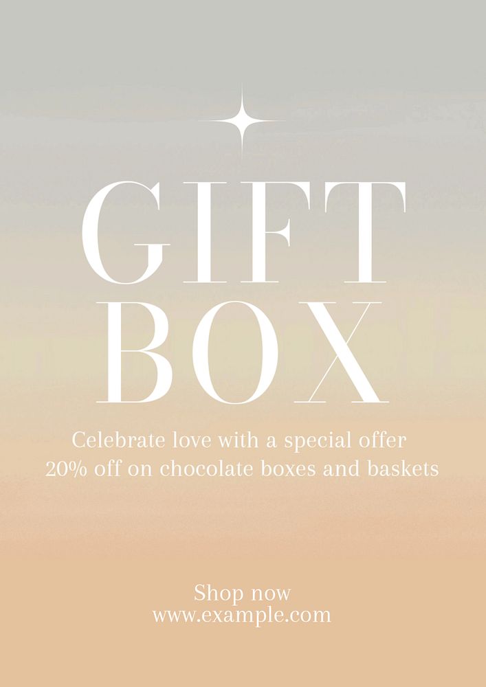 Gift box poster template, editable text & design