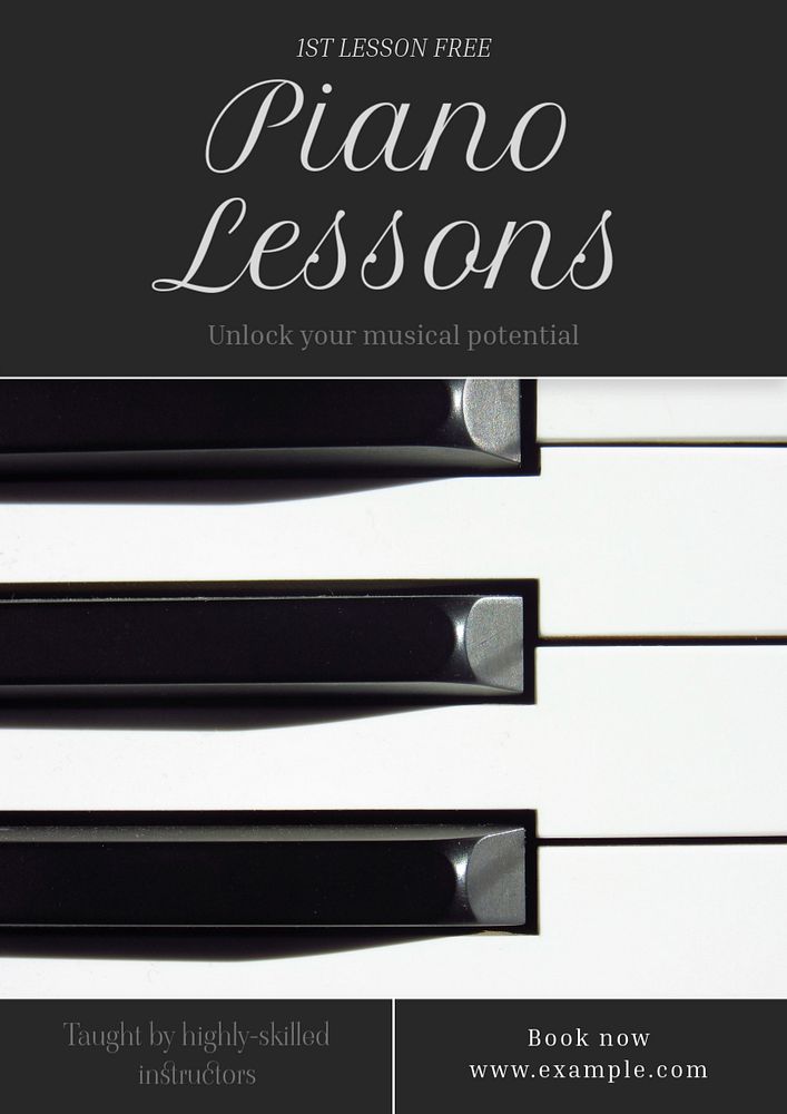 Piano lessons   poster template, editable text and design