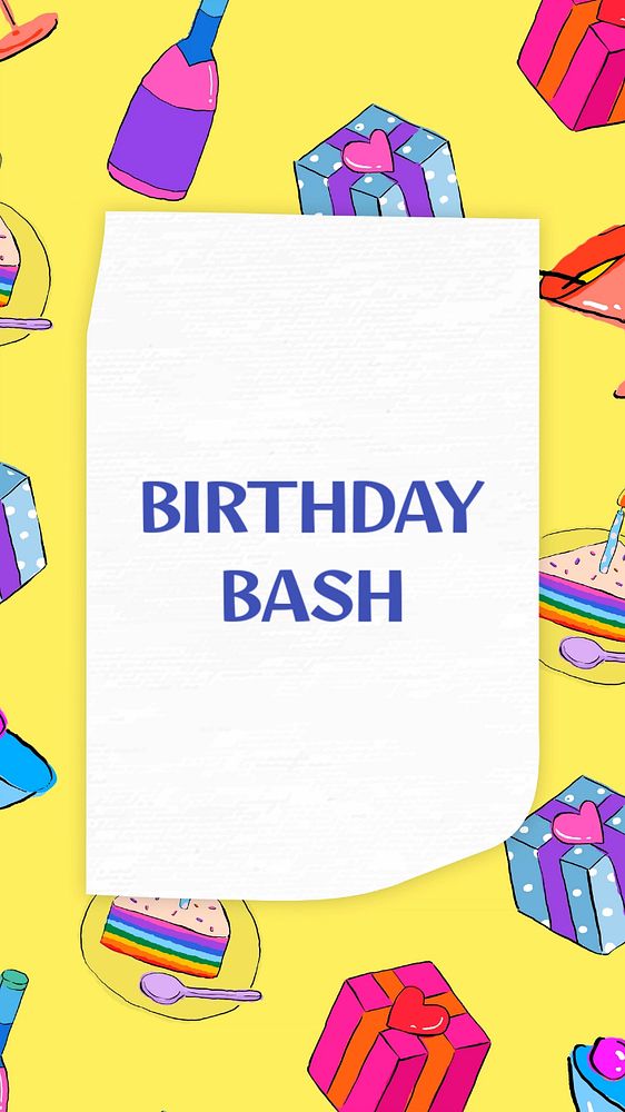 Birthday bash Instagram story template, editable text