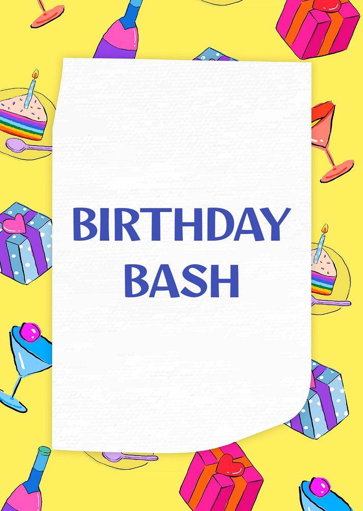 Birthday bash poster template, editable text & design