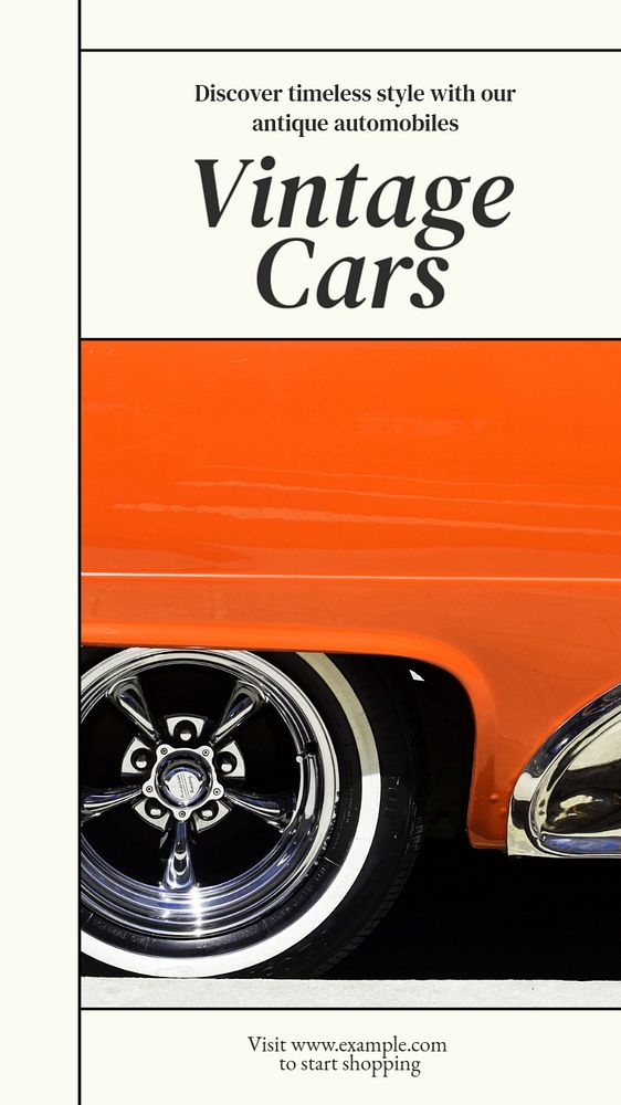 Vintage cars social story template, editable Instagram design 