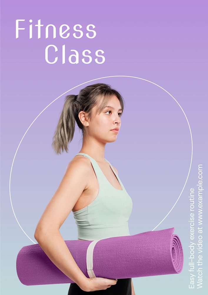 Fitness class poster template, editable text & design