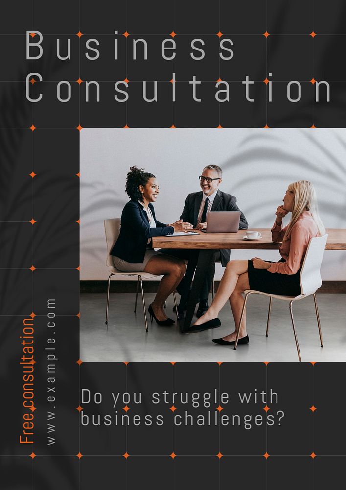 Business consultation poster template, editable text and design