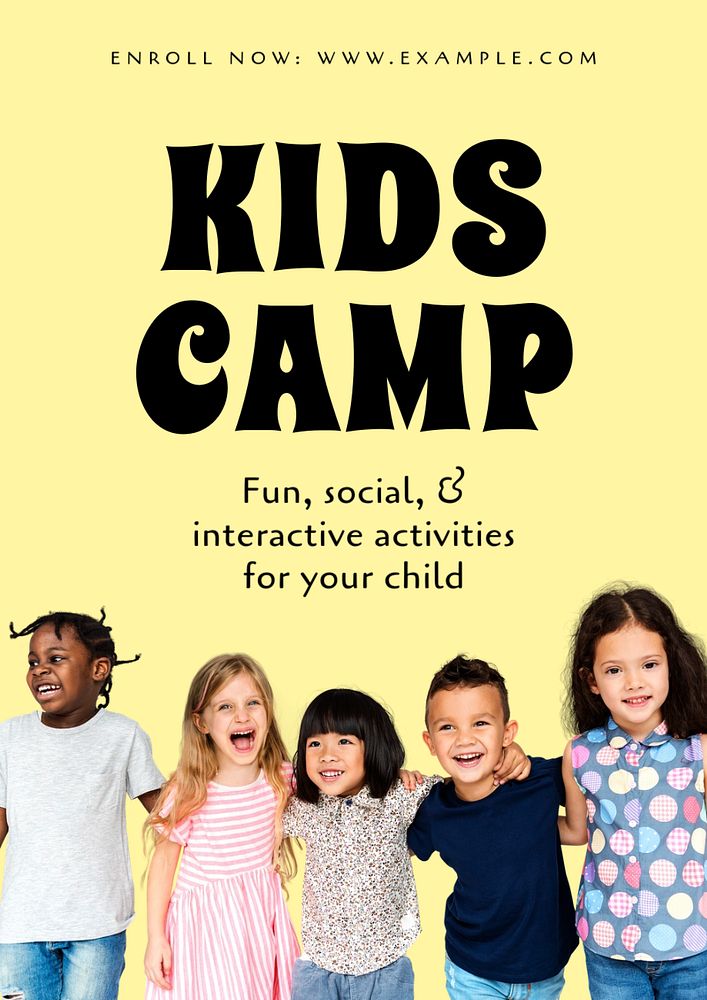 Kids camp  poster template, editable text and design