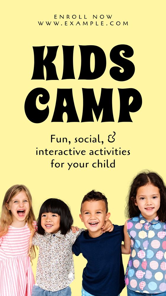 Kids camp  Instagram story template, editable text