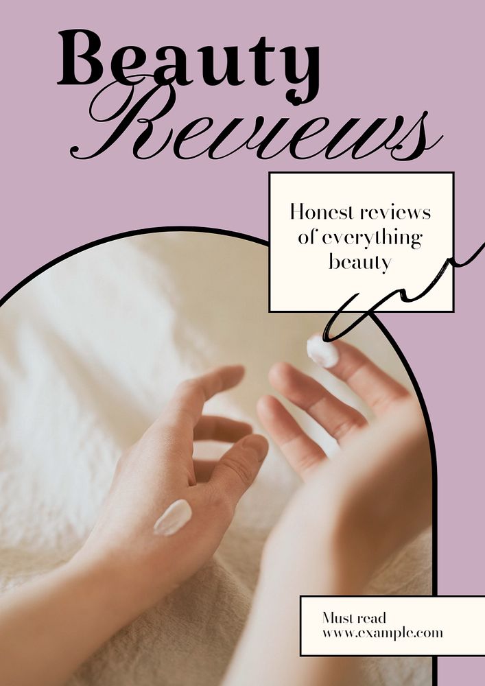 Beauty reviews poster template, editable text and design