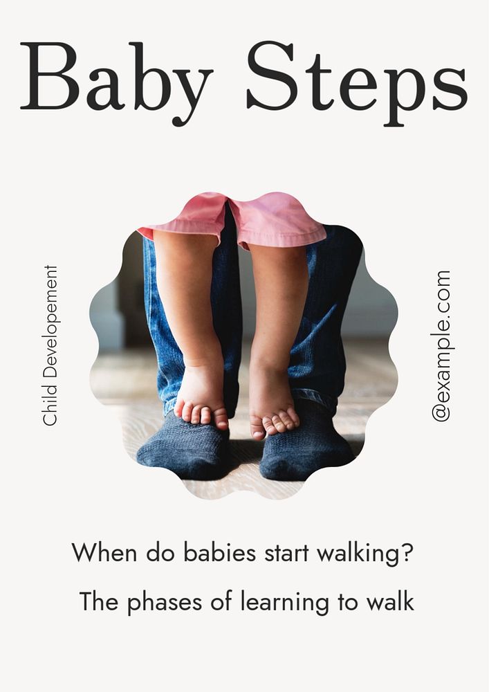 Baby's steps poster template, editable text and design