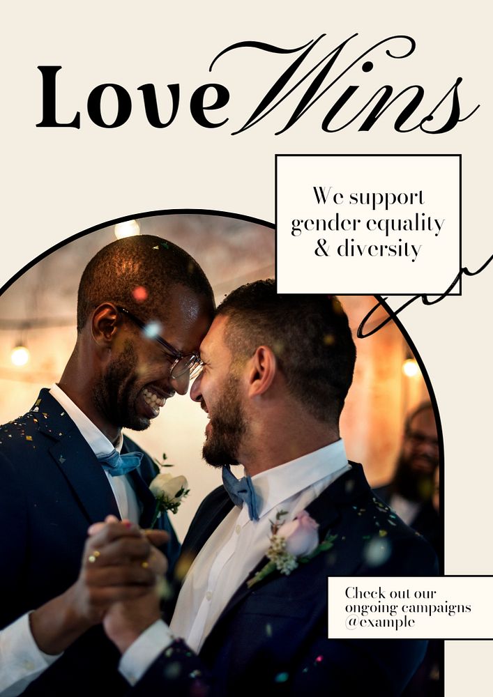 Love wins poster template, editable text & design