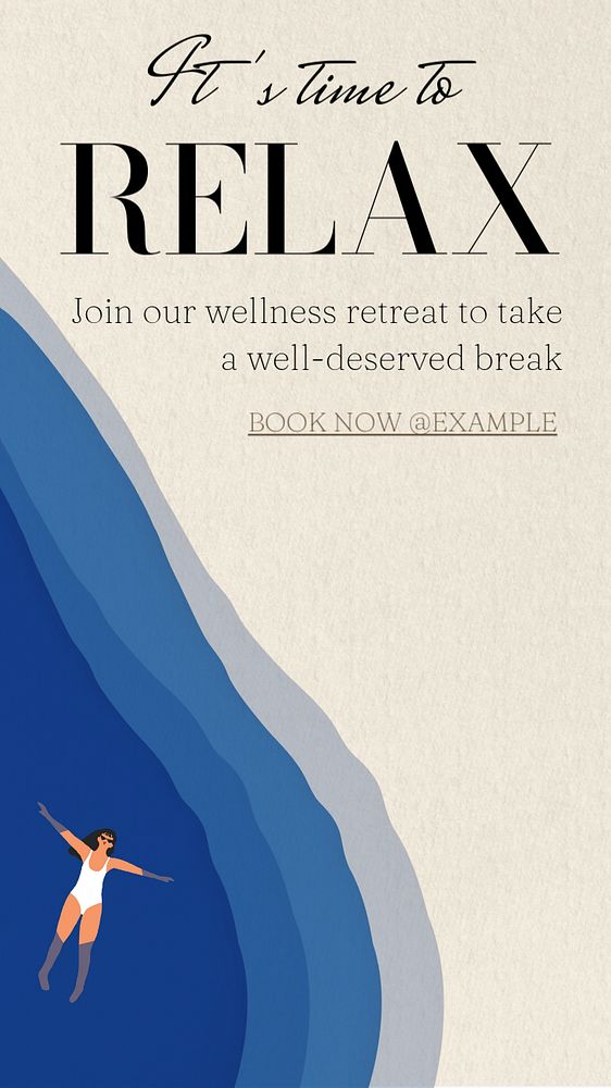 Relax, wellness retreat  Instagram story template, editable text