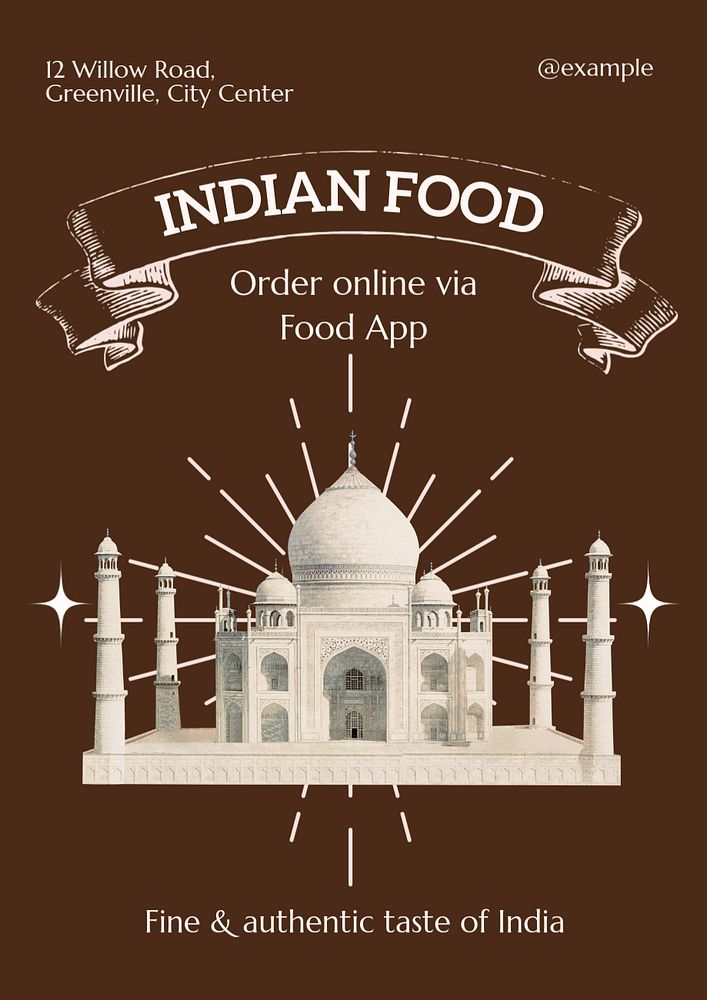 Indian food  poster template, editable text & design