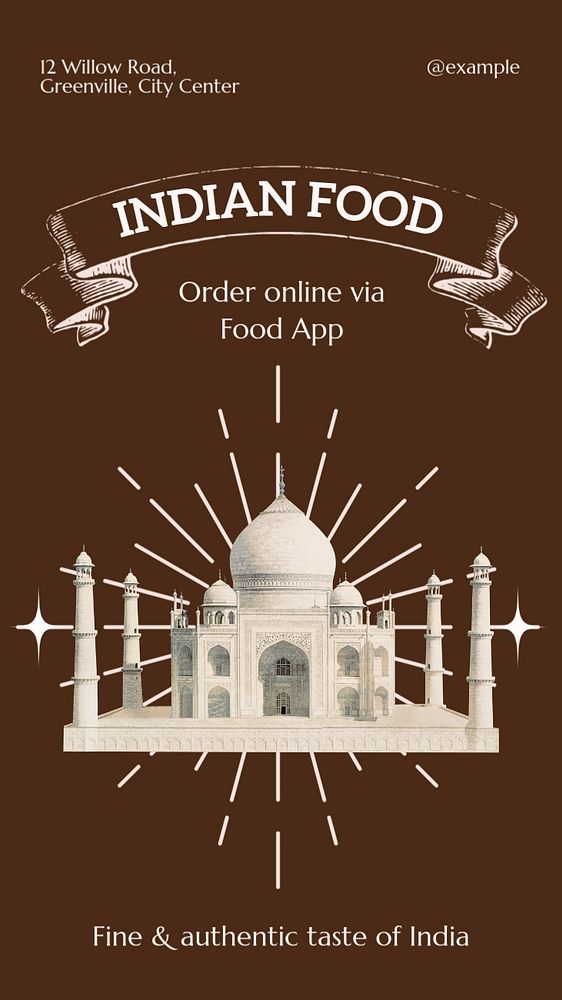 Indian food  Instagram story template, editable text