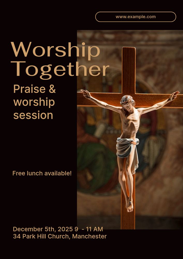 Worship session poster template, editable text & design