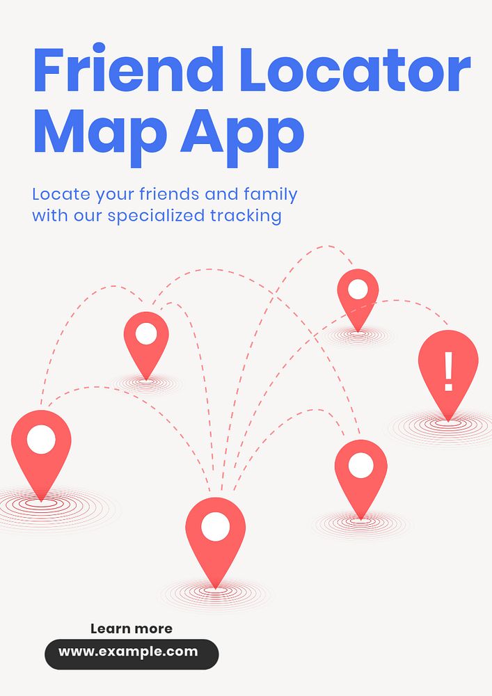 Map app  poster template, editable text & design