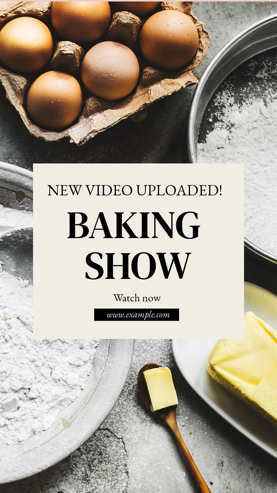 Baking show Instagram story template, editable text