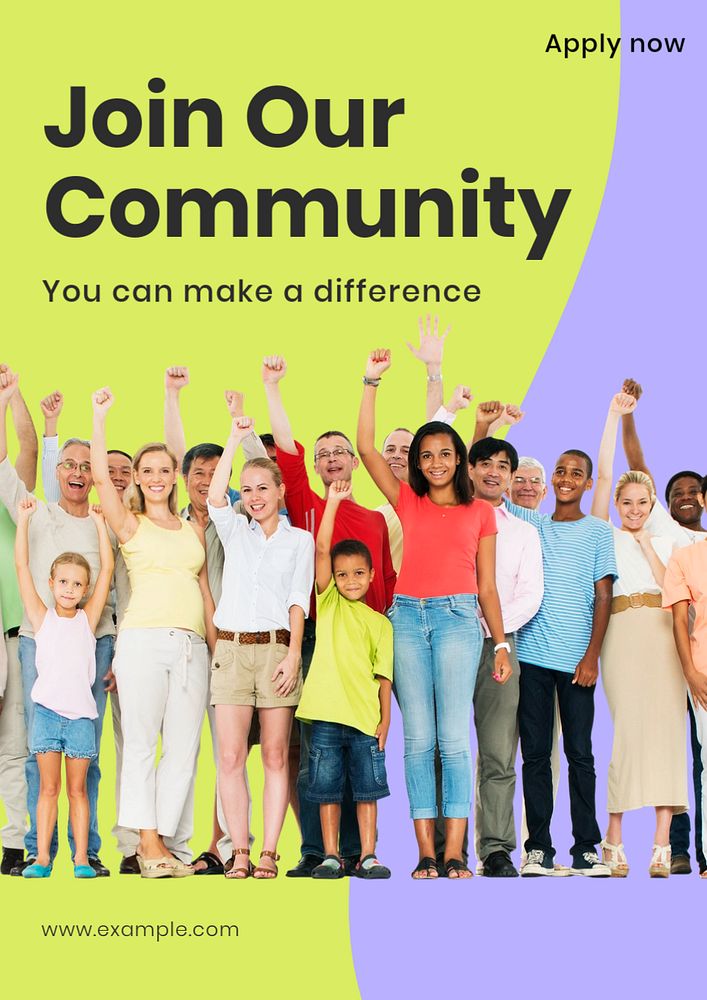 Join our community  poster template, editable text & design