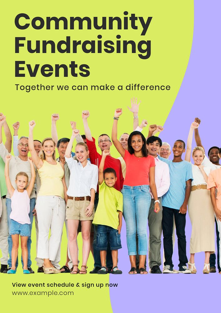 Community fundraising & events  poster template, editable text & design