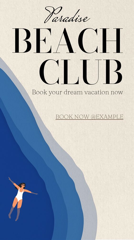 Paradise beach club  Instagram story template, editable text