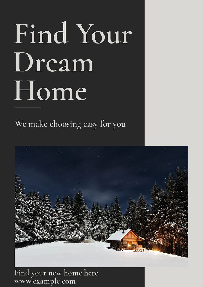 Dream home poster template, editable text & design