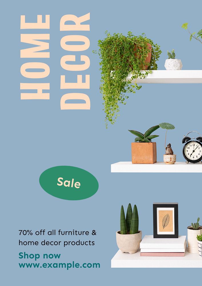 Home decor  poster template, editable text & design