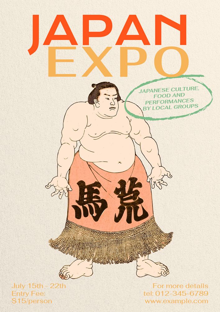 Japan Expo poster template, editable text & design