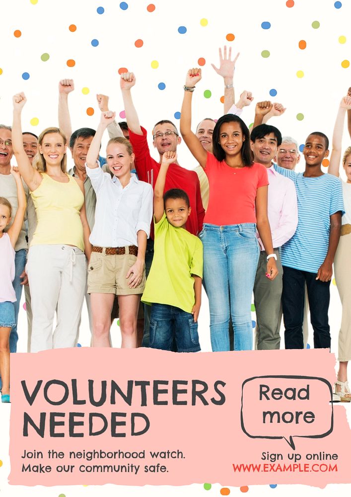 Volunteer needed  poster template, editable text & design