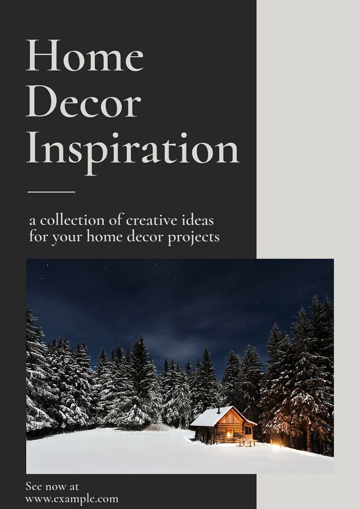 Home decor inspiration poster template, editable text & design