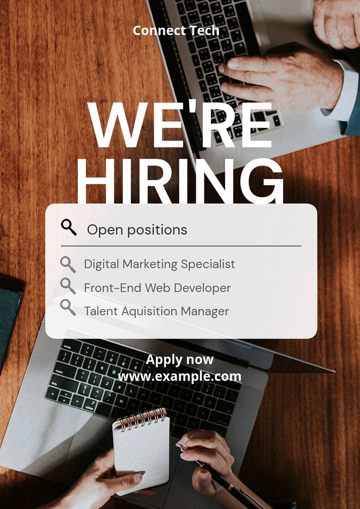 We are hiring poster template, editable text and design