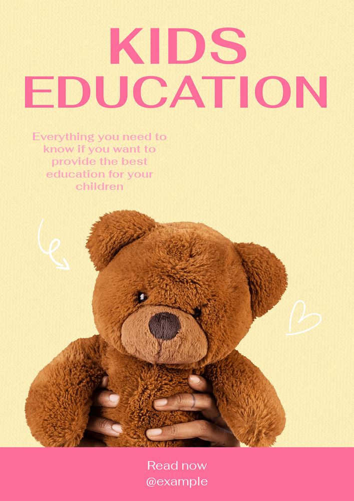 Kids education  poster template, editable text and design