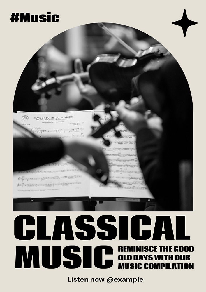 Classical music poster template, editable text and design