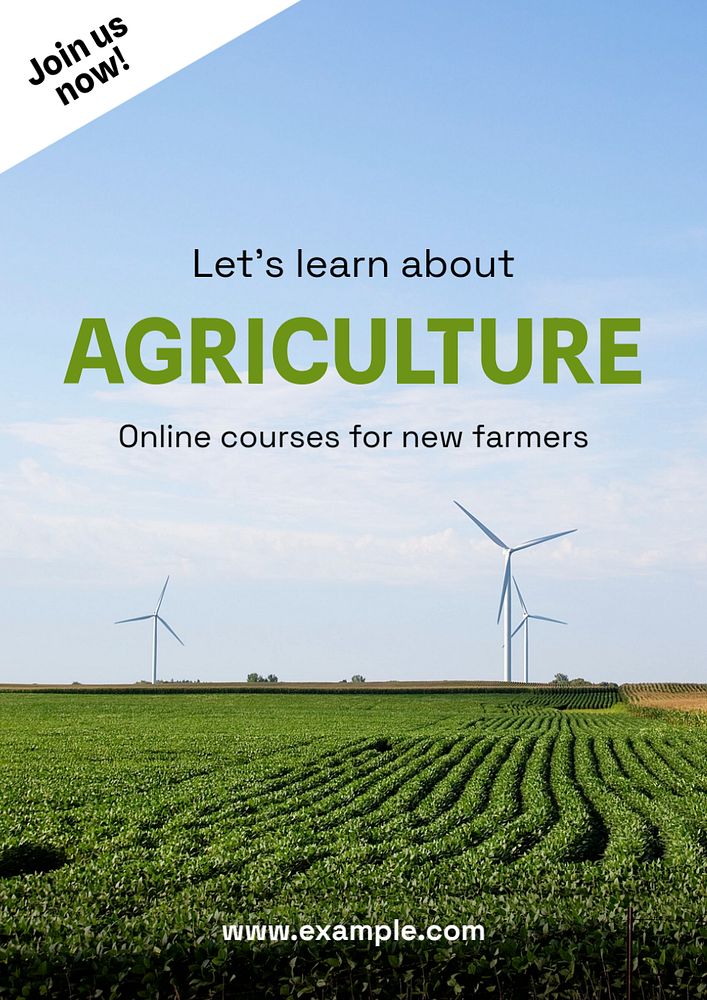 Agriculture class poster template, editable text & design