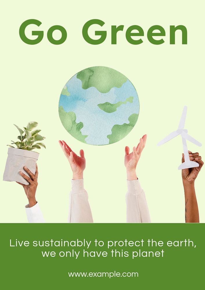 Go green poster template, editable text and design