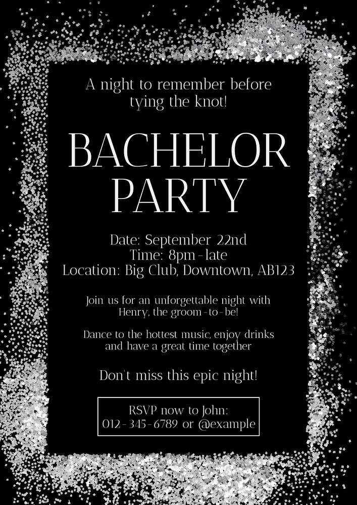 Bachelor party poster template, editable text & design