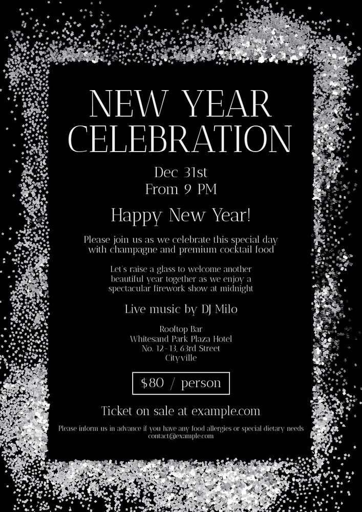 New year celebration poster template, editable text & design