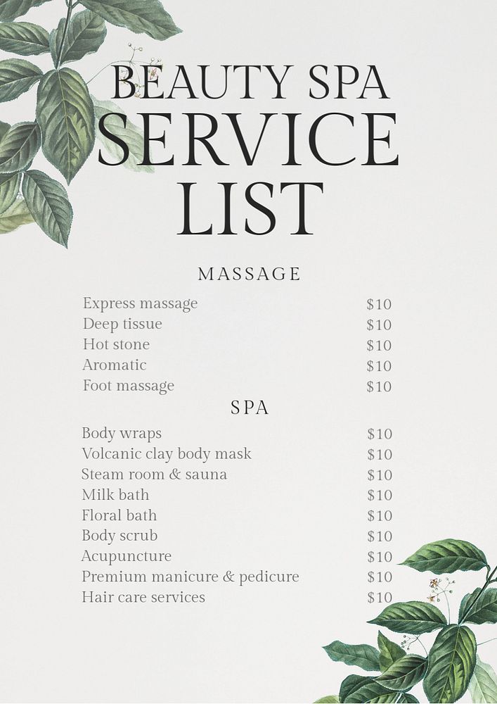 Beauty spa poster template, editable text & design