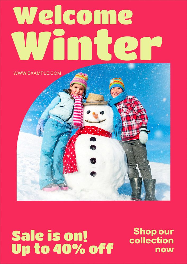 Welcome winter poster template, editable text & design