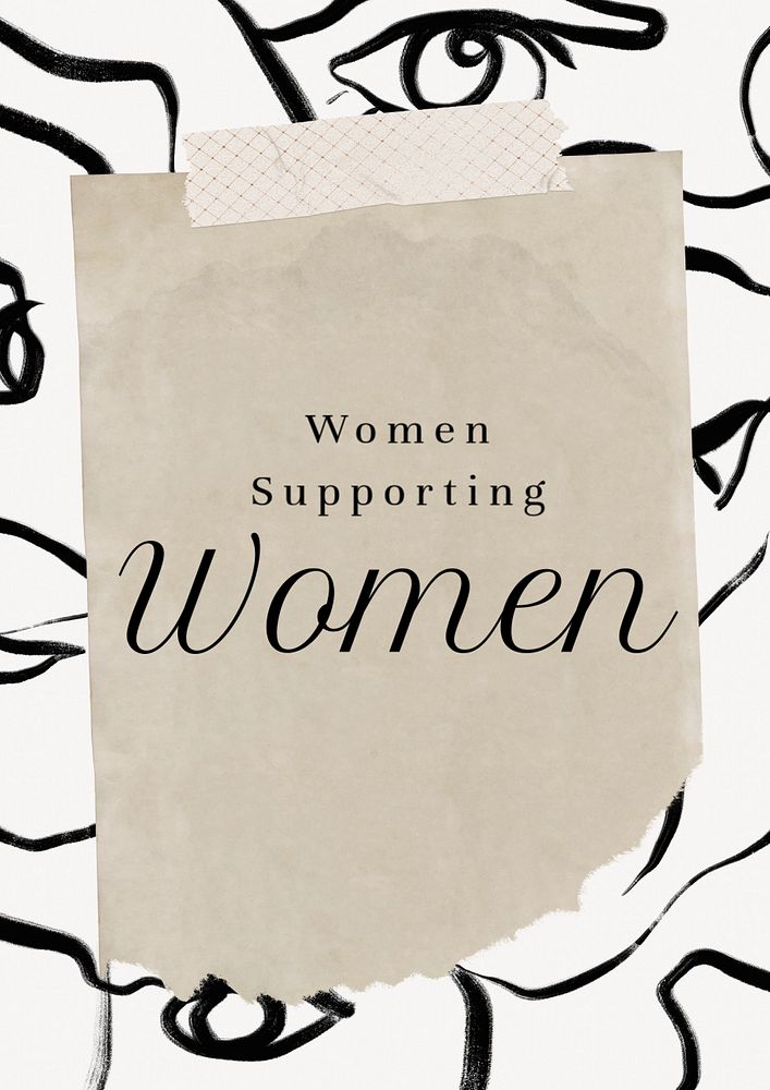 Women supporting women poster template, editable text & design