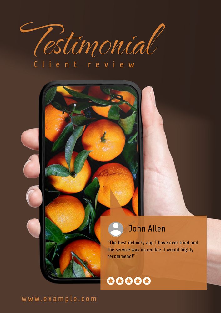 Testimonial  poster template, editable text & design