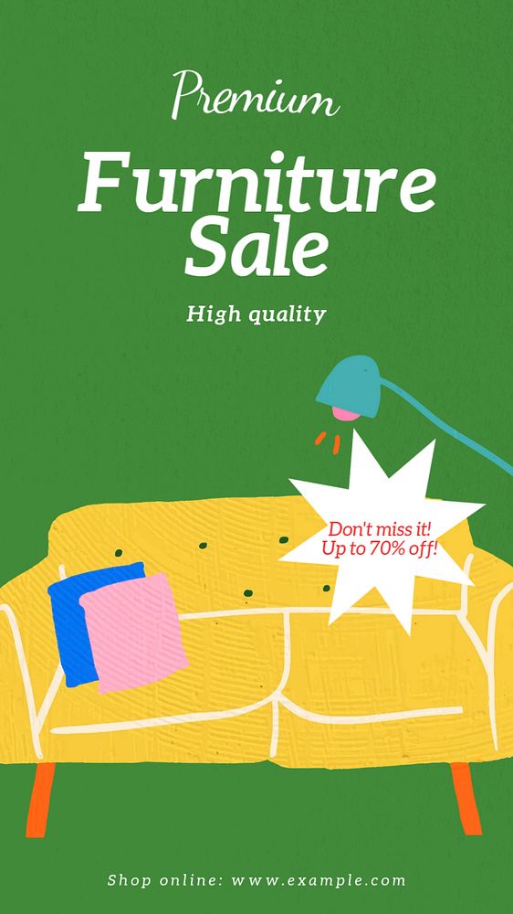 Furniture sale Instagram story template, editable text