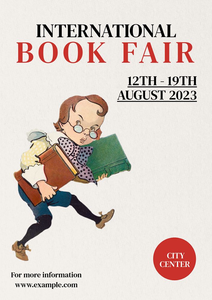 Book fair poster template, editable text & design