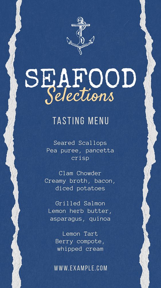 Tasting menu Instagram story template, editable text