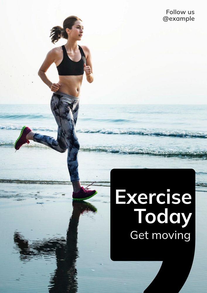 Exercise today poster template, editable text & design