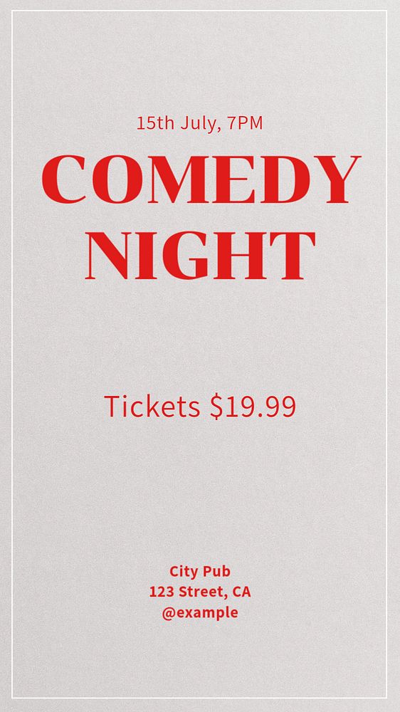 Comedy night Instagram story template, editable text