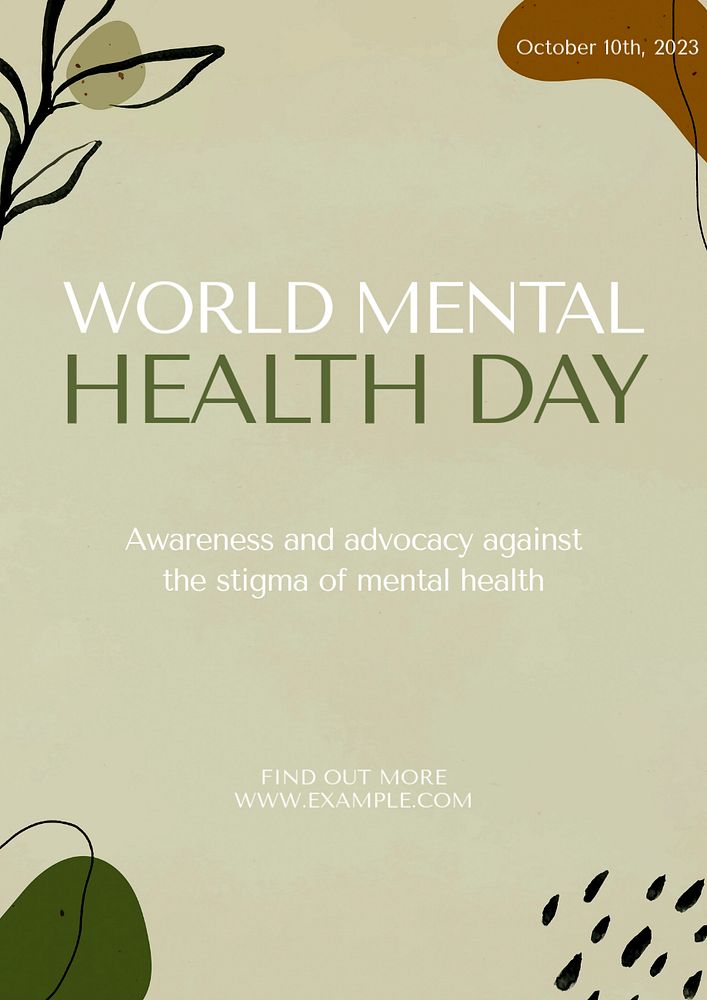 Mental health day poster template, editable text & design