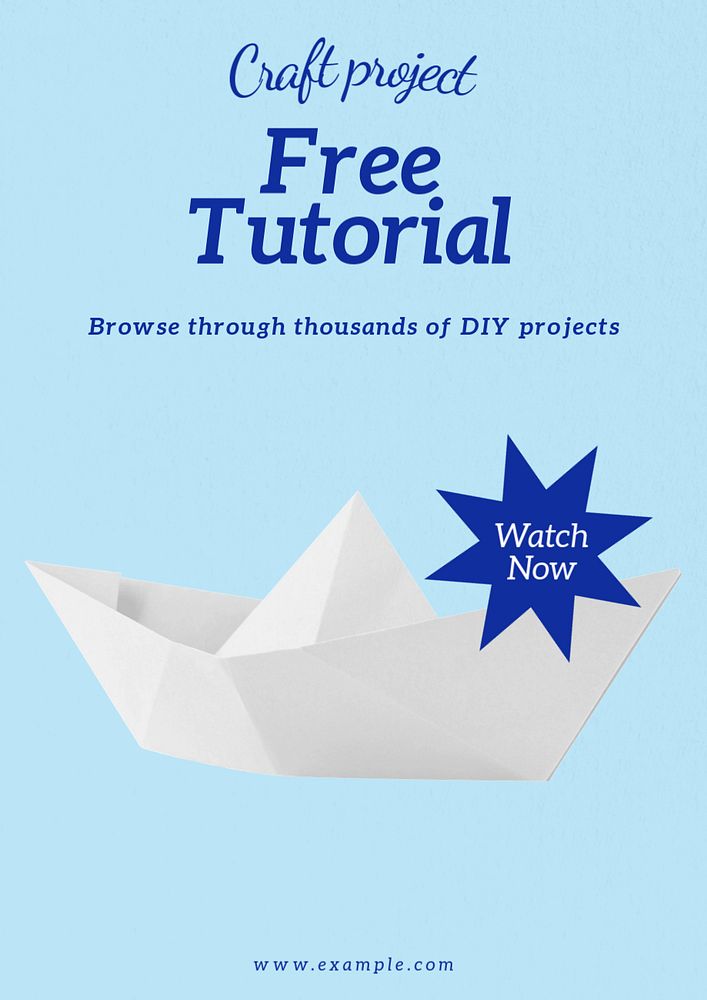 Free tutorial poster template, editable text & design