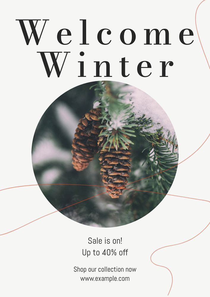 Welcome winter sale  poster template, editable text & design