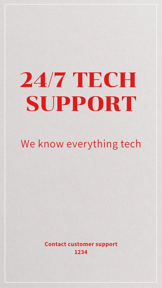 24/7 tech support Instagram story template, editable text